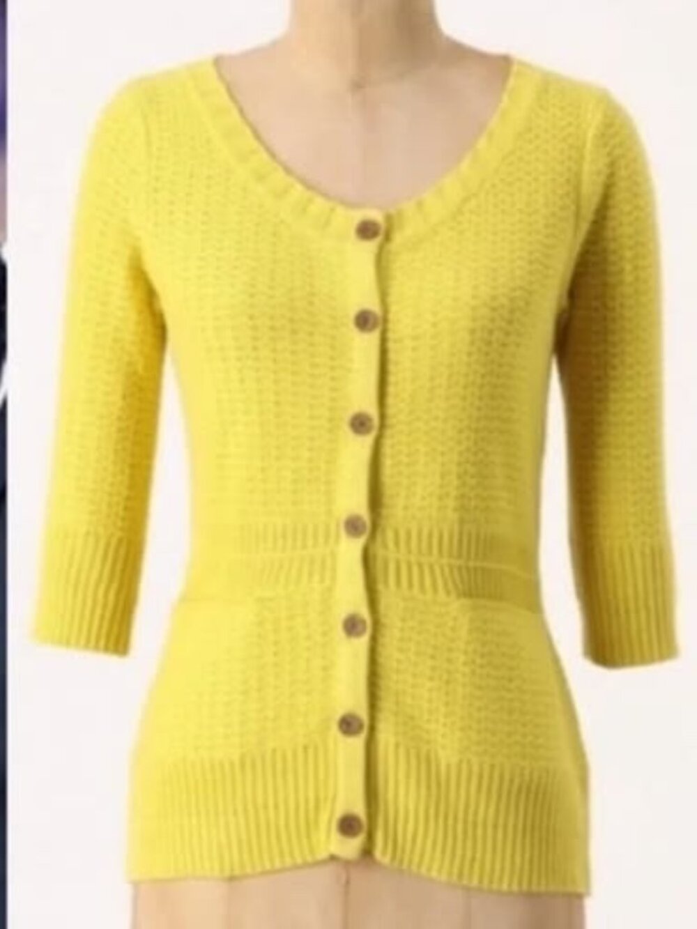 Anthropologie Stash Away Cardigan Yellow Sweater with Pockets